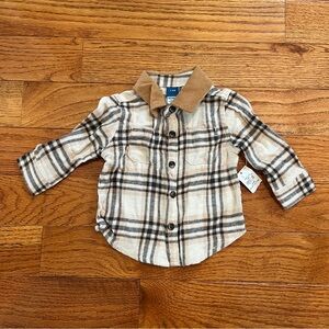 Old Navy Kids Plaid Shirt with Brown Collar